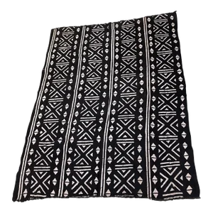 Vintage African Black and White Mud Cloth Textile Mali 60" by 45"