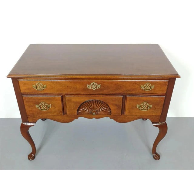 High end american master collection low boy. Lowboy features long dovetailed upper drawer over three smaller dovetailed...