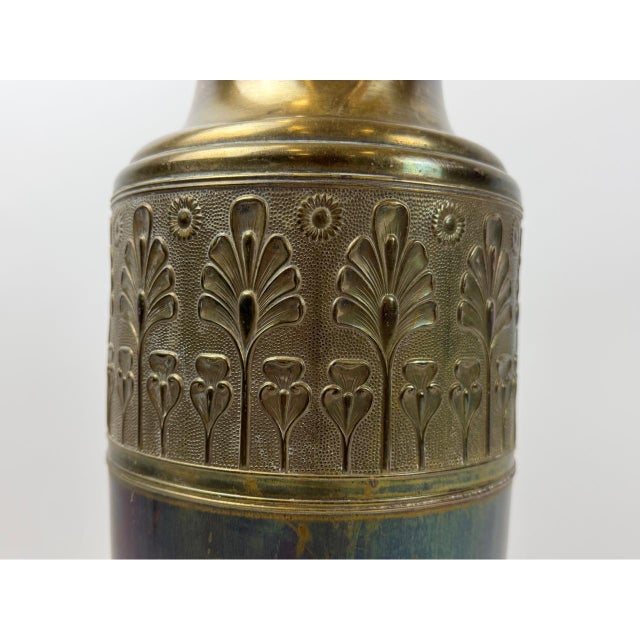 Metal Antique Jugendstill Vase in Brass, 1900s For Sale - Image 7 of 14
