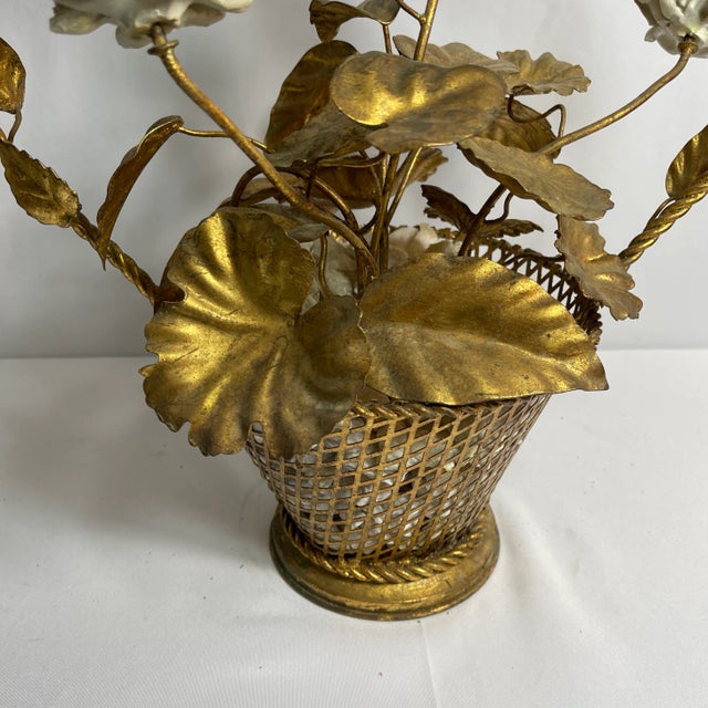 Gold Vintage Cast Iron Floral Basket For Sale - Image 8 of 12