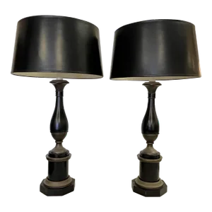 Vintage French Tole Lamps With Shades- a Pair