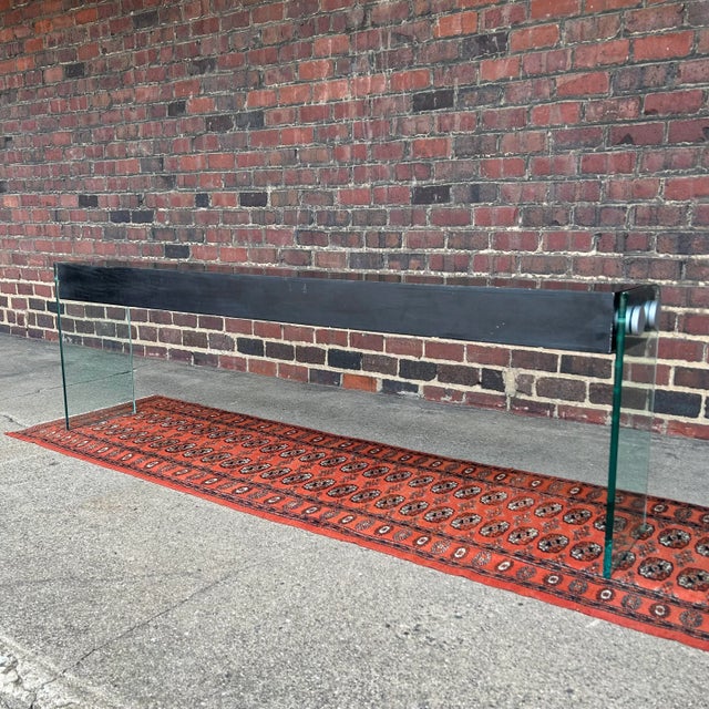 Post Modern Tessellated Marble Console Table With Glass Legs For Sale - Image 10 of 12