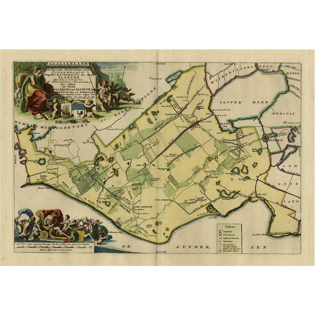 Antique Map of Gaasterland in Friesland, 1718 For Sale