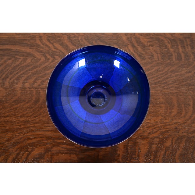 Late 20th Century Jeff Zimmerman for Tiffany & Co. Cobalt Blue Art Glass Centerpiece Bowl or Fruit Bowl For Sale - Image 5 of 8
