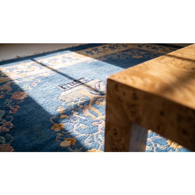 1930s Royal Blue Vase Tree Antique Chinese Peking Carpet 9'4'' X 11'9'' Knotted Wool Rug For Sale - Image 16 of 16