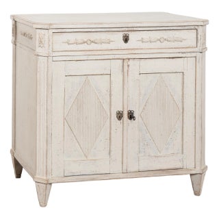 19th Century Swedish Gustavian White Small Sideboard Cabinet For Sale