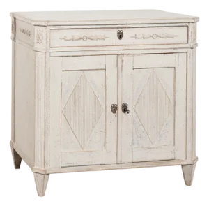 19th Century Swedish Gustavian White Small Sideboard Cabinet