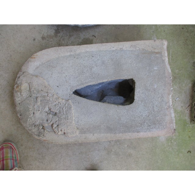 Antique French Ornate Lead Fish Design With Cement Surround & Well Wall Fountain For Sale - Image 10 of 11