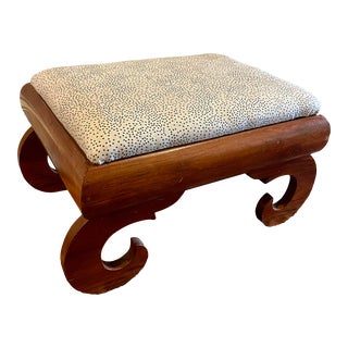Antique Empire Style Footstool W/ Kelly Wearstler Upholstery For Sale