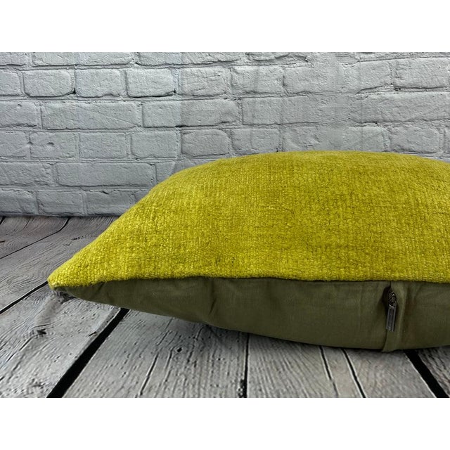 16 x 24 Hemp Pillow Turkish Cushion Natural Green Pillow Cushion Cover For Sale - Image 4 of 4
