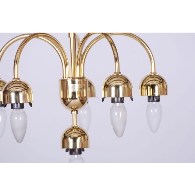 Mid-Century Chandelier in Brass and Opaline Glass, Czech, 1950s For Sale - Image 13 of 16