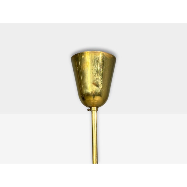 1950s Idman, Finnish Modern, Pendant Light, Brass, Pink Tinted Glass For Sale - Image 12 of 14
