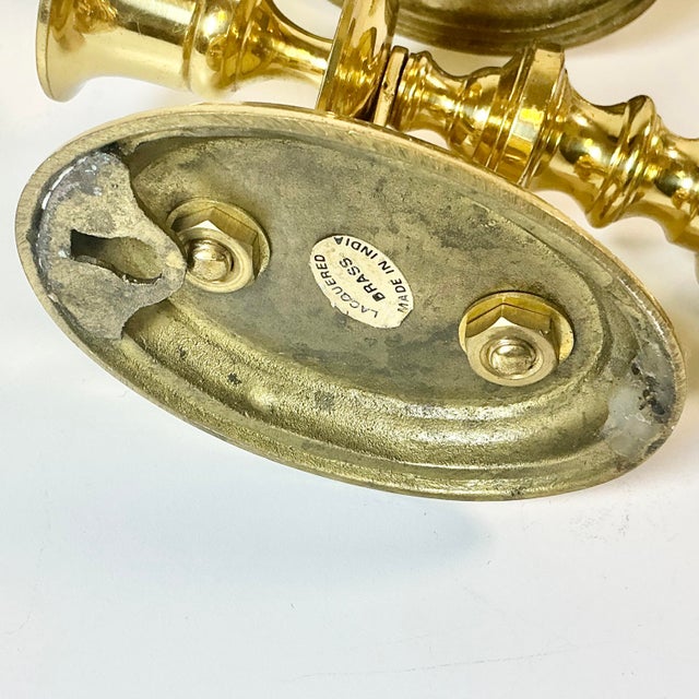 Mid-Century Federal Traditional Brass Wall Candle Holder Sconces - A Pair For Sale - Image 15 of 16
