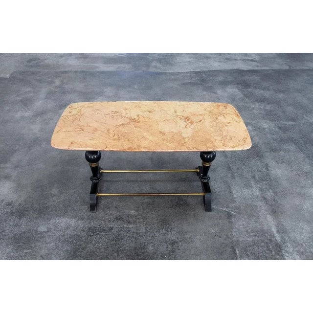 Mid-Century Modern Coffee Table in Marble, Brass and Wood, Italy, 1950s For Sale - Image 6 of 8