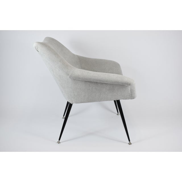 Metal Vintage German Armchair Shell in Grey Fabric, 1960s For Sale - Image 7 of 8