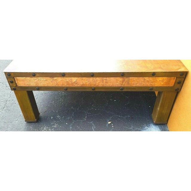 Copper Copper Coffee Cocktail Table 73" For Sale - Image 8 of 12