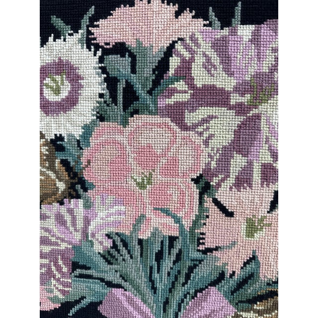 1990s Framed Floral Needlepoint For Sale - Image 5 of 8