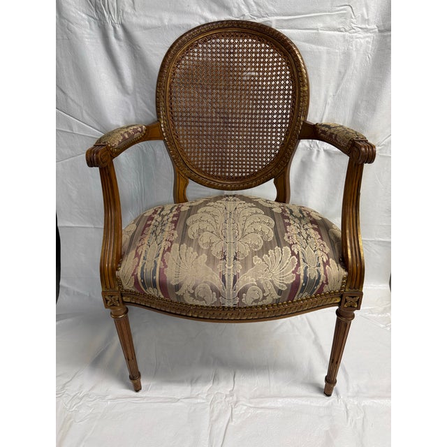 1960’s Pair Louis XVI Style Fauteuils - Open Arm Chairs by Simon Loscertales - Bona, Spain - W/ Fabric Seat For Sale In Washington DC - Image 6 of 10