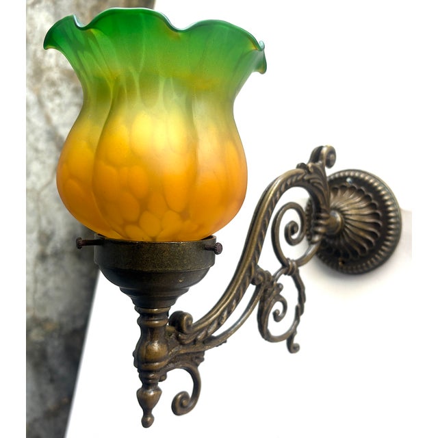 French Brass and Glass Wall Lamps, 1960s, Set of 2 For Sale - Image 11 of 11