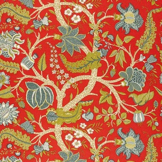 Schumacher Jaipur Tree Fabric in Poppy For Sale