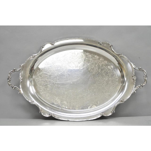 Vintage 1847 Rogers Bros "Reflection" Silver Plated Oval Serving Platter Tray For Sale - Image 12 of 14