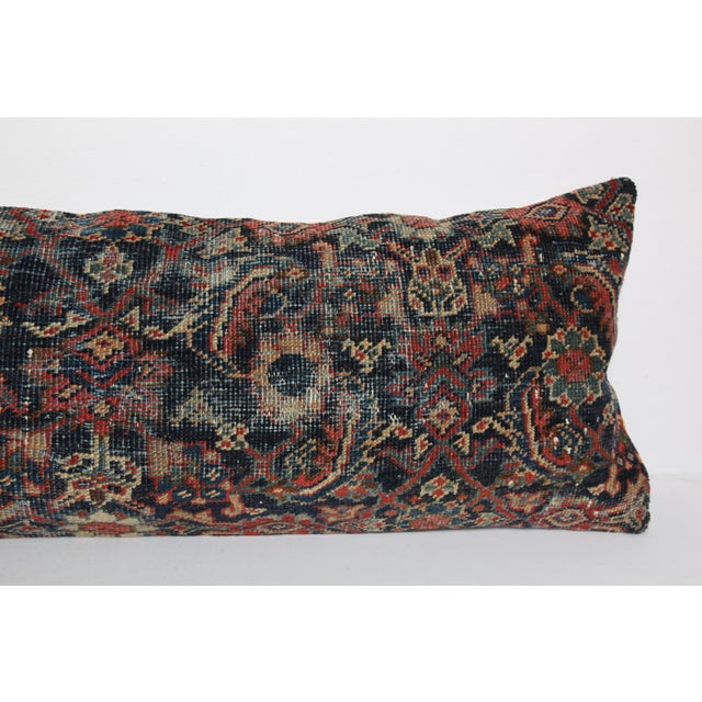 Antique Navy Blue Authentic Tribal Handmade Lumbar Rug Pillow Cushion Cover -16'' X 43'' For Sale In Tampa - Image 6 of 10