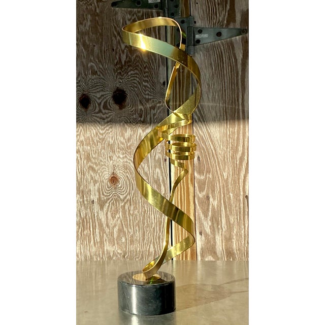 Vintage Contemporary Curtis Jere Brass Sculpture For Sale In West Palm - Image 6 of 9