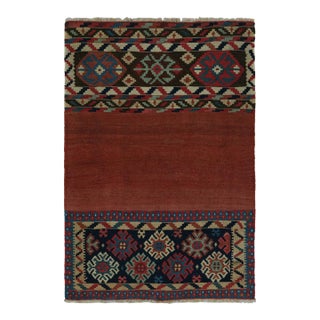 Rug & Kilim’s Afghan Tribal Kilim Rug in Red With Colorful Geometric Patterns For Sale