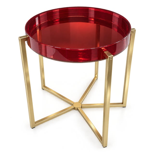 Contemporary Holly Hunt Custom Lens Side Table in Rose Resin by McCollin Bryan For Sale - Image 3 of 5