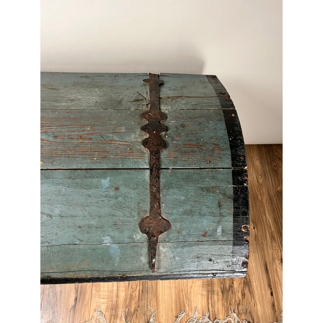 Antique Swedish Oak Kista Dowry Chest C. 1841 For Sale - Image 9 of 14