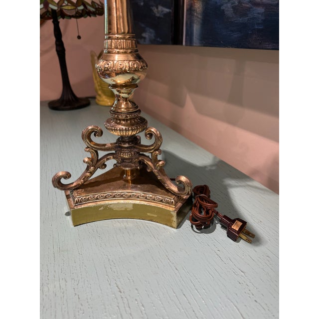 Brass Neoclassical Hollywood Regency Brass Aladdin Tall Table Lamp For Sale - Image 11 of 16