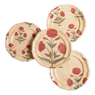 Poppy Red Side Plates, Set of 4 For Sale