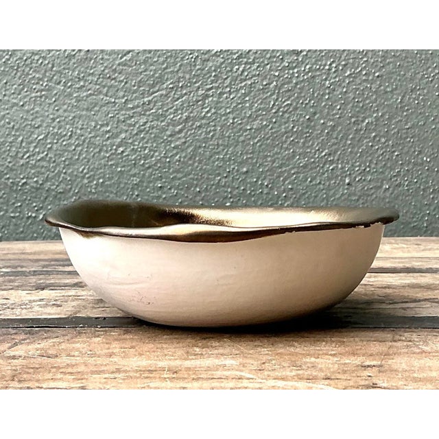 Vintage Slab Built Bronzed Studio Pottery Bowl For Sale - Image 9 of 11
