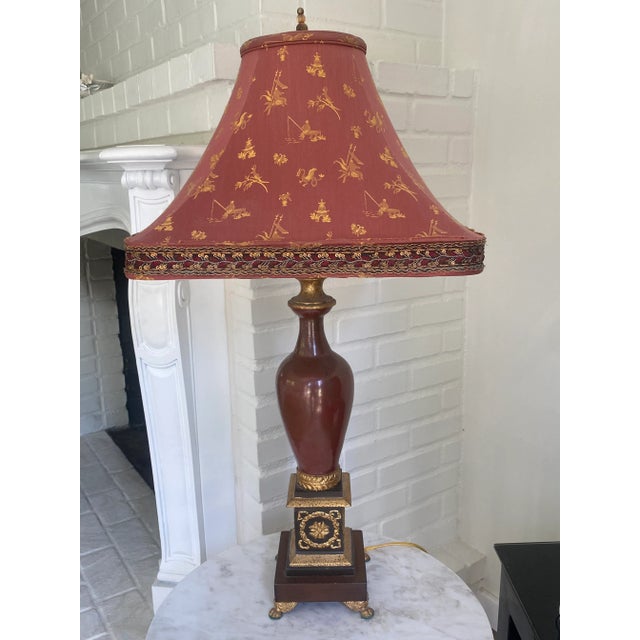 Wood Vintage Frederick Cooper Late 20th Century Gilt Brass Table Lamp For Sale - Image 7 of 7