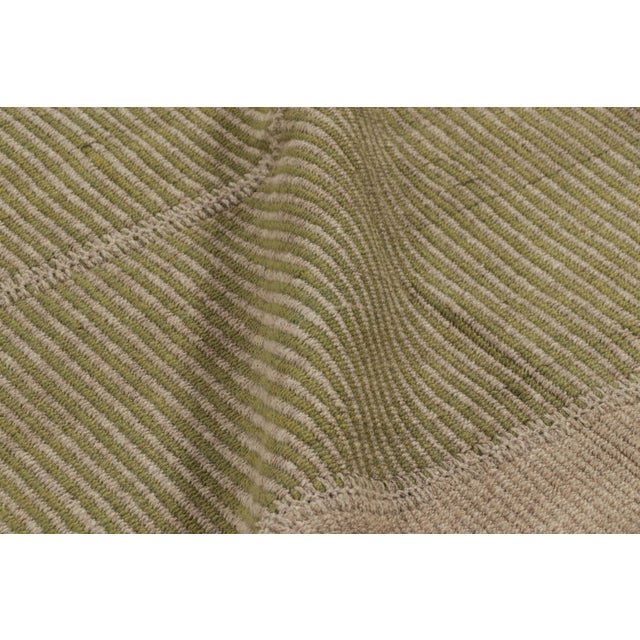 Textile Rug & Kilim’s Contemporary Kilim With Textural Beige and Green Stripes For Sale - Image 7 of 8