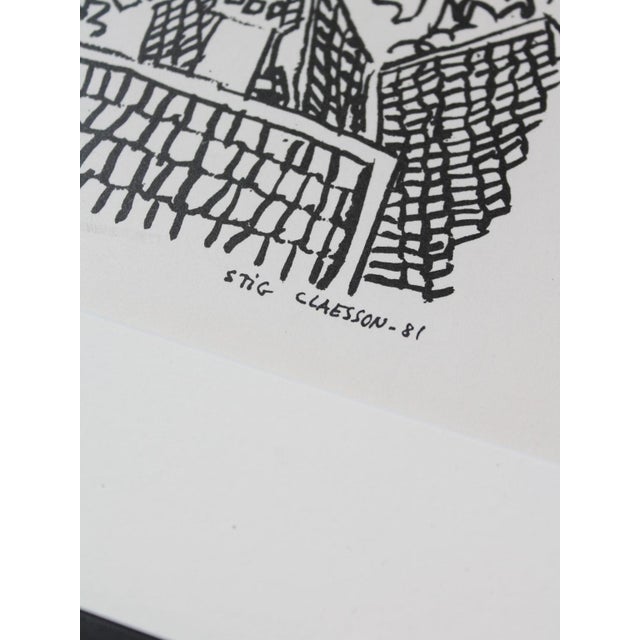 Stig Claesson, Stockholm Roofs Lithography, 1981, Ink and Paper, Framed For Sale - Image 6 of 7