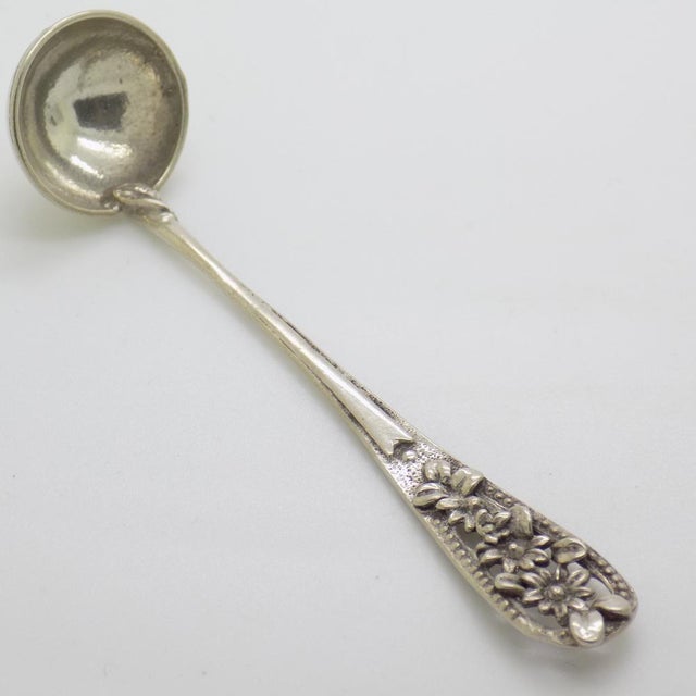 Vintage Italian Handmade Silver Mini Olive Ladle with Flower Handling, 1980s For Sale - Image 11 of 11