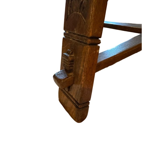 Early 20th Century Antique Solid Oak Wood Octagonal Shaped Dining Table With Three Chairs For Sale - Image 10 of 12