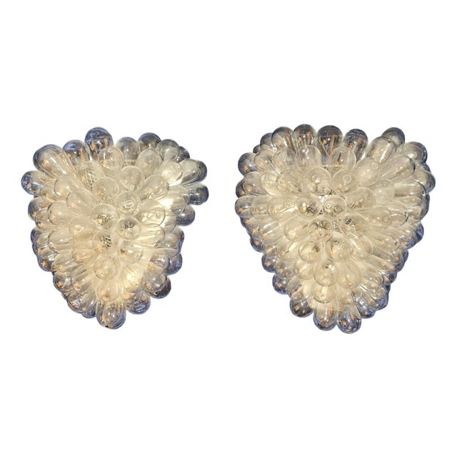 Vintage Wall Lamps with Metal Frame and Clear Glass Drops, 1980s, Set of 2 For Sale