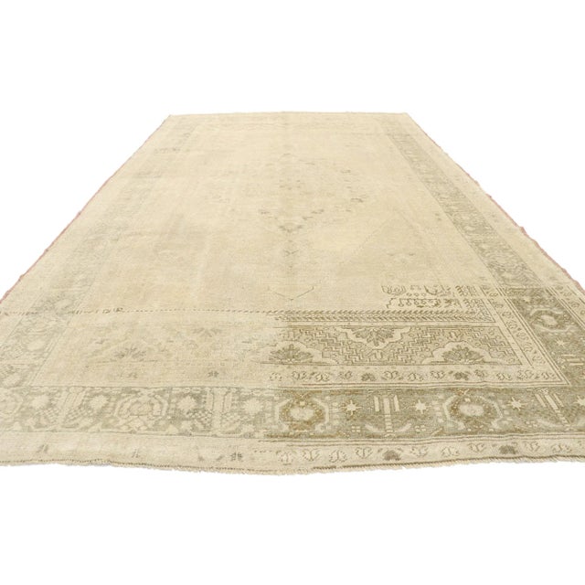Modern Mid 20th Century Muted Vintage Turkish Oushak Rug - 06'05 X 11'01 For Sale - Image 3 of 9