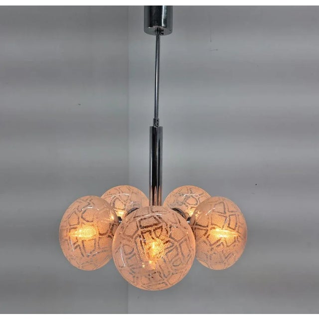 Glass Mid-Century Sputnik Chandelier from Hustadt Leuchten, Germany, 1970s For Sale - Image 7 of 13