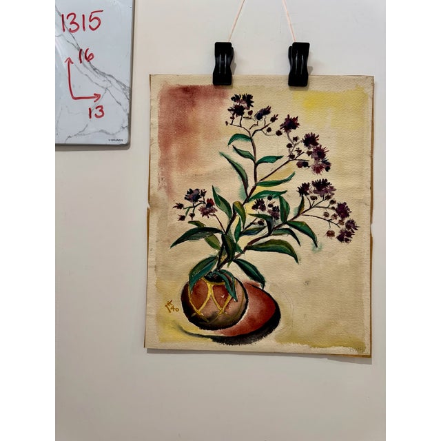 Henry Emil Salloch Original Watercolor on Paper Floral Still Life, 1940. For Sale In Atlanta - Image 6 of 6