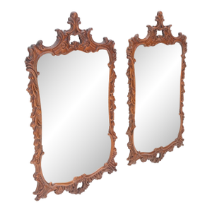 Pair of Chinese Chippendale Style Carved Mahogany Wall Mirrors MINT!