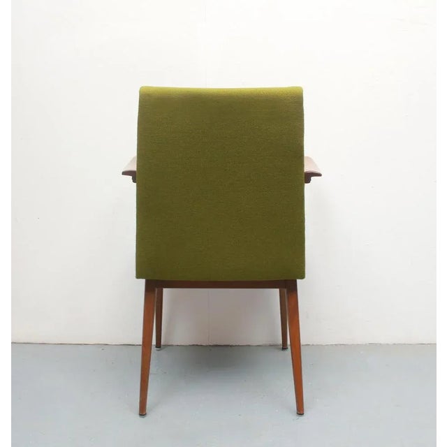 Chair with Armrests in Cherry, Green Fabric, 1955 For Sale - Image 9 of 11