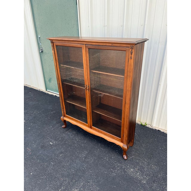 Antique Cherry Queen Anne Double Door Bookcase For Sale - Image 12 of 12