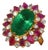 Late 20th Century Gia Certified 11.39Ct Zambian Emerald, Ruby & Diamond 18k Gold Cocktail Ring, Size 6 For Sale