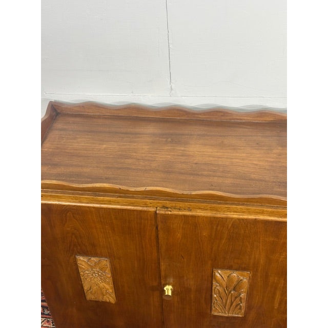 Brown 1980s Pair of Wood Night Stands With Carved Wood Panels For Sale - Image 8 of 11