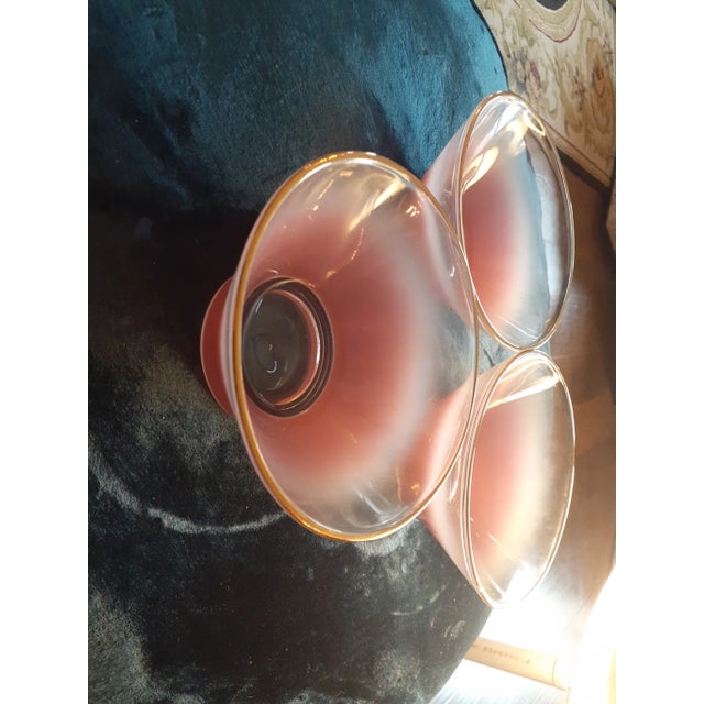 1980s Vintage Blendo Pink Gold Rim Glass Bowls- Set of 3 For Sale - Image 5 of 8