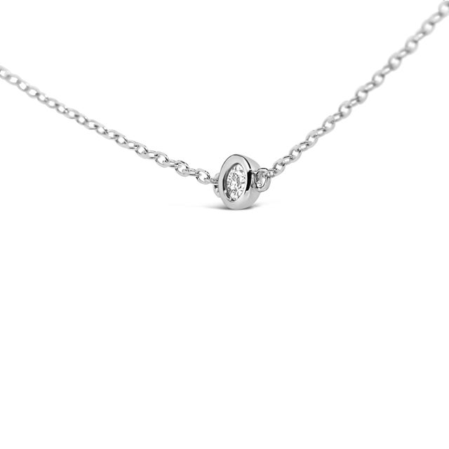 Haus of Brilliance 14K White Gold 1/2 Cttw Bezel Set Diamond Station Necklace For Sale - Image 4 of 4