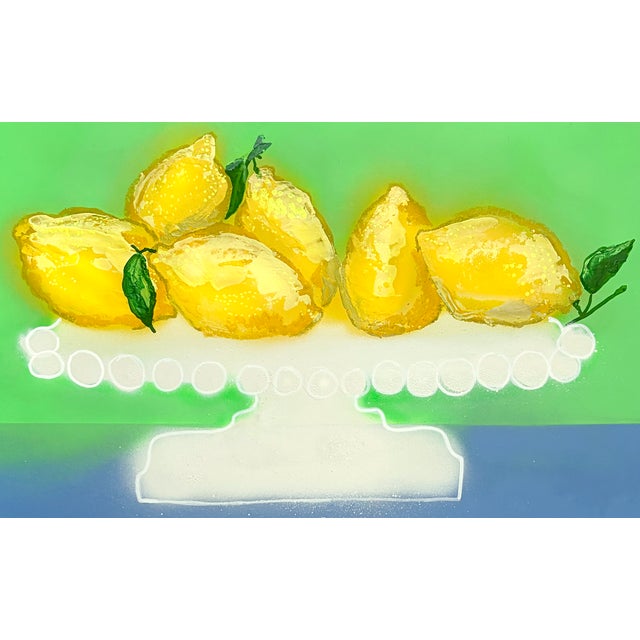 Lemons White Pedestal No. 1 Contemporary Still Life Painting For Sale - Image 4 of 4